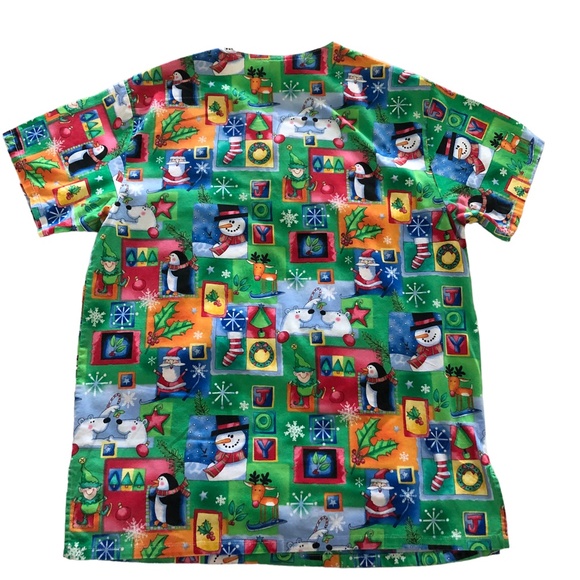 Comfy Cotton Scrubs Holiday Christmas Scrub Top S - Picture 4 of 5